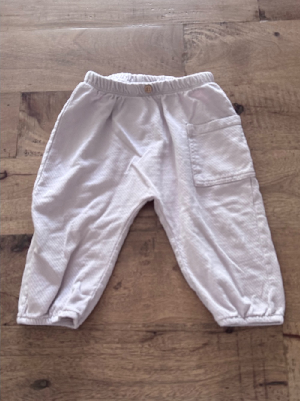 Zara White  cream Kids Cargo Jogger Pants sz 6-9 months casual cotton